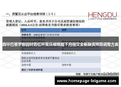 西甲巴塞罗那因财务杠杆受压被限期下月提交全新融资预算调整方案